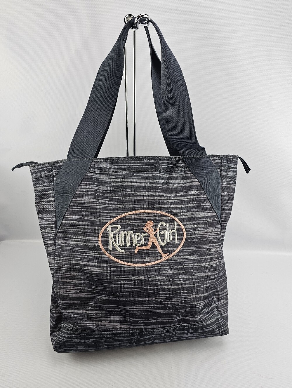 Adidas Fearless Tote Gym / Travel Tote Bag Runner Girl Gray Top Zip